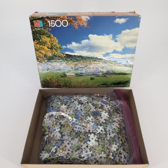 MB Milton Bradley 1500 Fully Interlocking Piece "Peacham, VT" Jigsaw Puzzle GUC - Picture 10 of 10